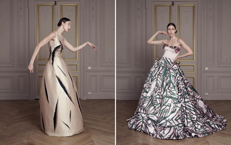 <i>Anna Cleveland models Giles Deacon’s first couture collection [Photo: Instagram/gilesdeacon_]</i>