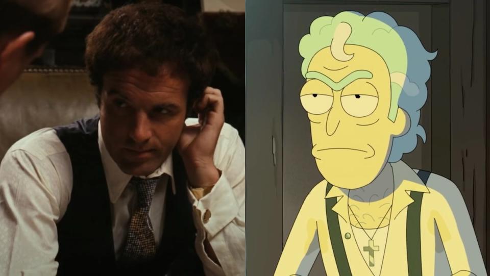 James Caan's Sonny Corleone from The Godfather and his Rick and Morty parody Hot Head Rick