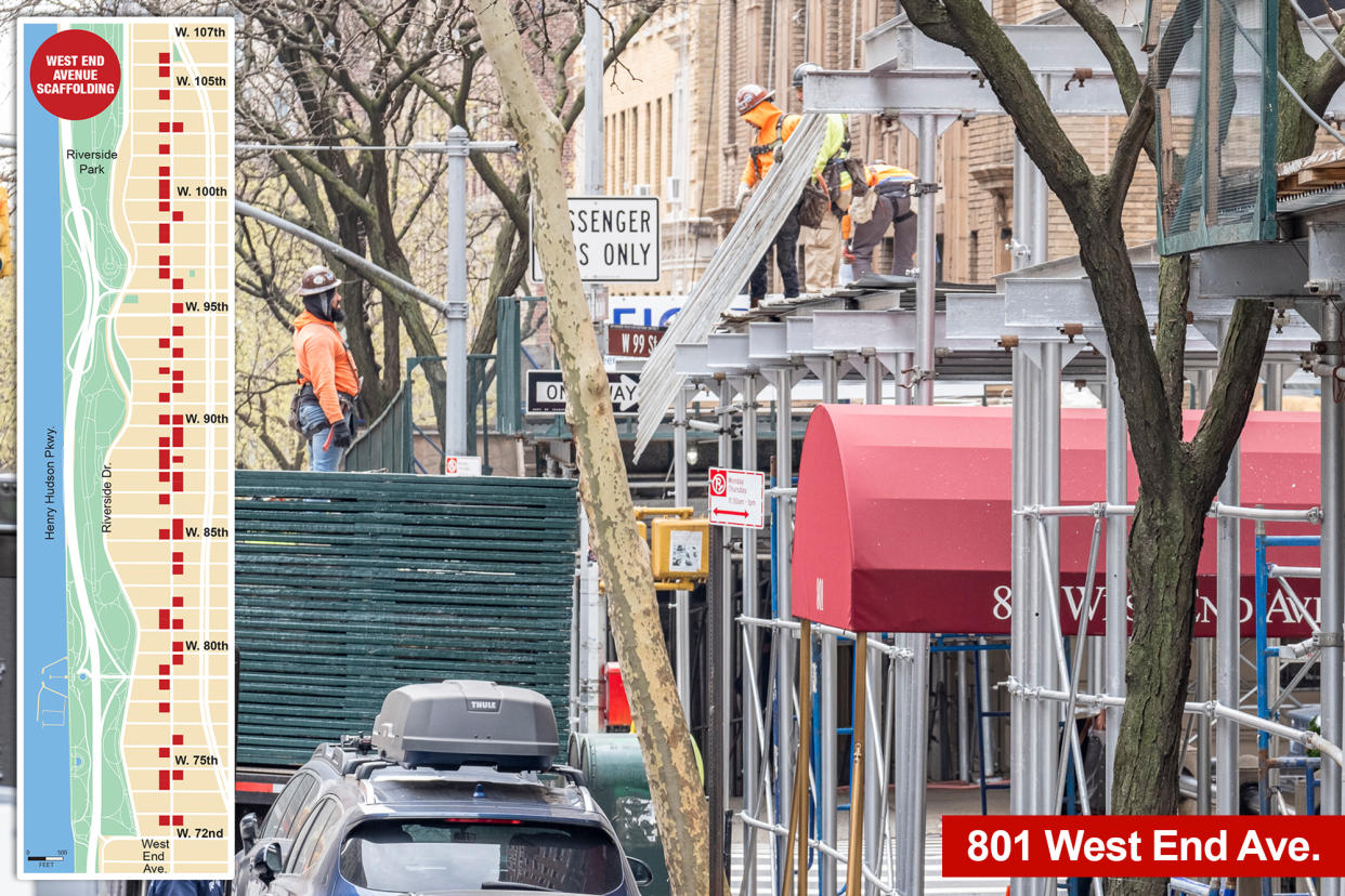 West End Avenue between 107th and 72nd streets is one of the worst stretches for scaffolding in all of New York City