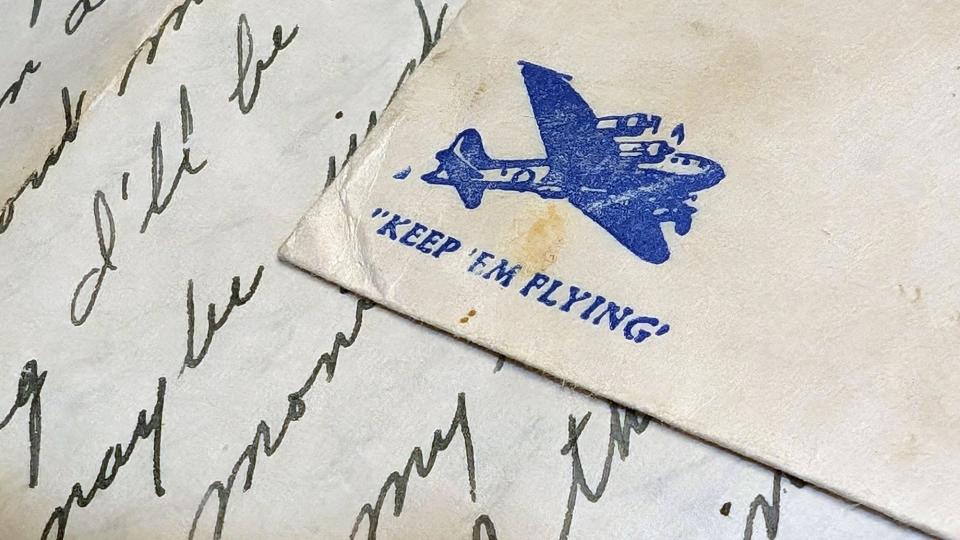 A stamp on one of the letters Quentin Stambaugh sent home during World War II.