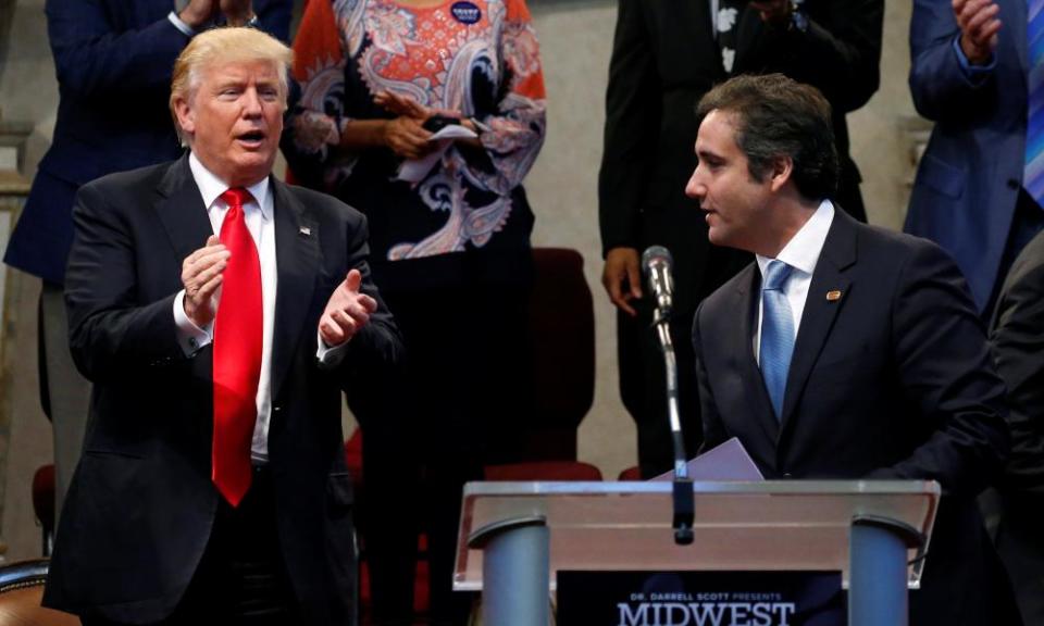 Donald Trump with Michael Cohen in Ohio in September 2016. It emerged this week that Cohen had a secret, in the form of an iPhone in his pocket, set to record.