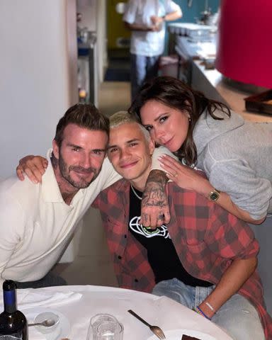 <p>Victoria Beckham Instagram</p> David Beckham with his wife Victoria Beckham celebrating their son Romeo James Beckham's birthday in 2021.