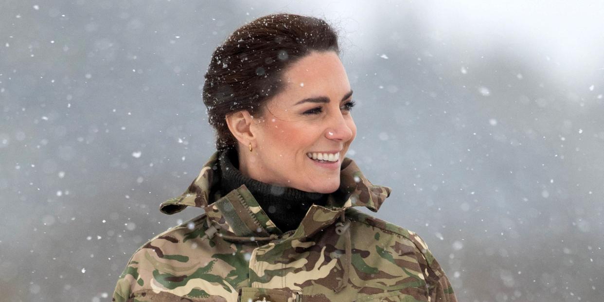 britains catherine, princess of wales reacts as she meets members of the 1st battalion irish guards during her visit to the salisbury plain training area, near salisbury, southern england, on march 8, 2023 photo by steve reigate pool afp photo by steve reigatepoolafp via getty images