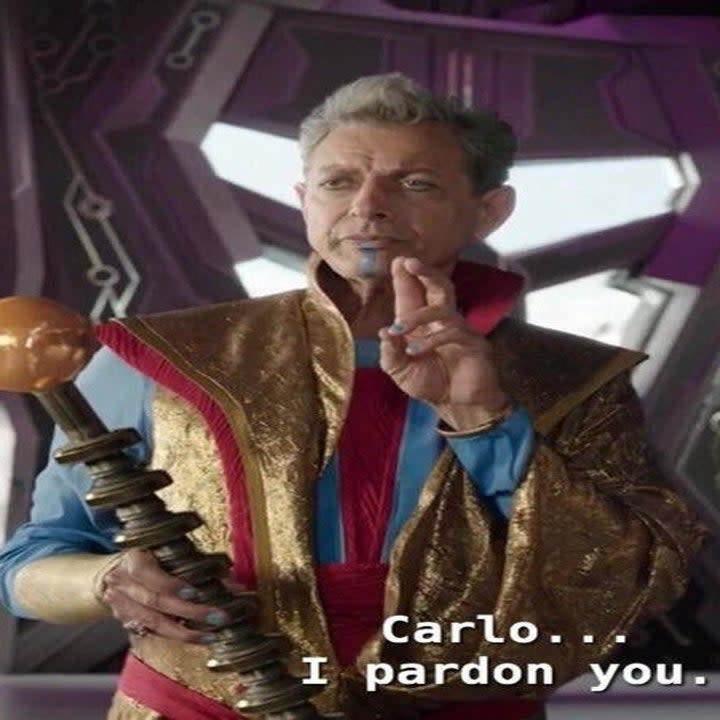 The Grandmaster holding up two fingers and saying, 