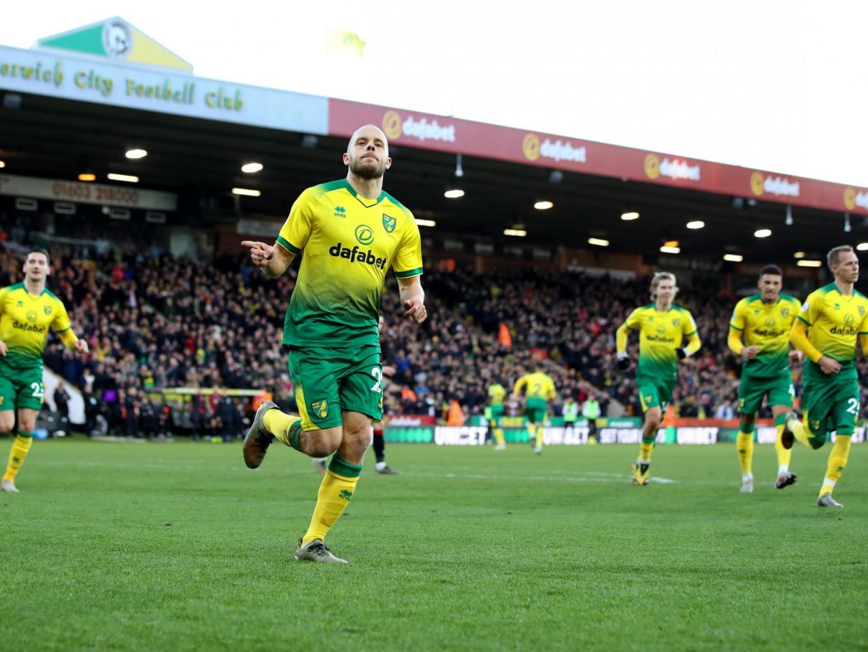 Teemu Pukki celebrates scoring what proved to be the winner: Getty