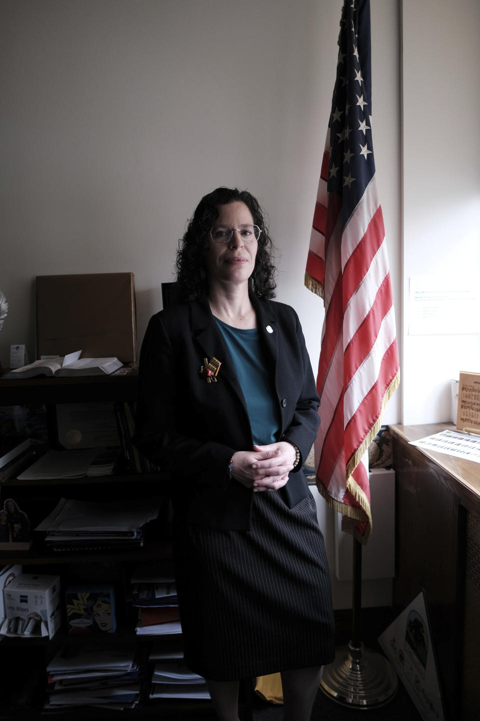 West Virginia state Sen. Patricia Rucker, R-Jefferson, poses in her office at the Capitol in Charleston, W.Va., on Wednesday, Jan. 25, 2024. West Virginia has the least amount of female state legislators.(AP Photo/Chris Jackson)