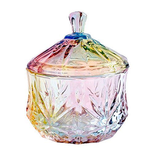 Elegant Embossed Colorful Crystal Glass Jar