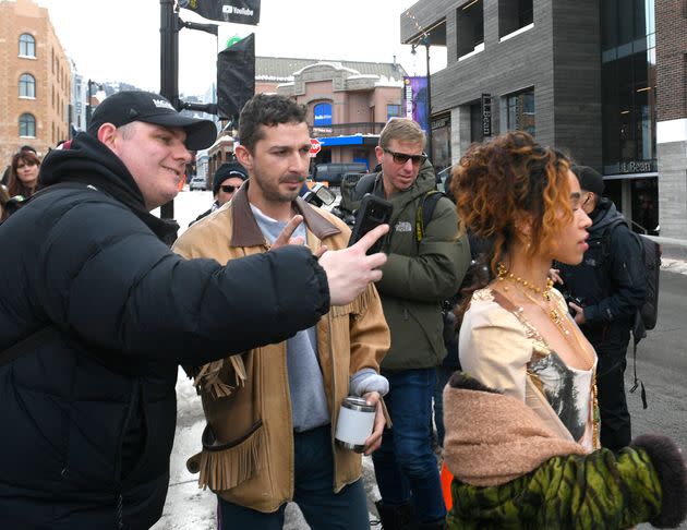 Actor Shia LaBeouf (center-left) and singer FKA Twigs (right) in Park City, Utah, in 2019.