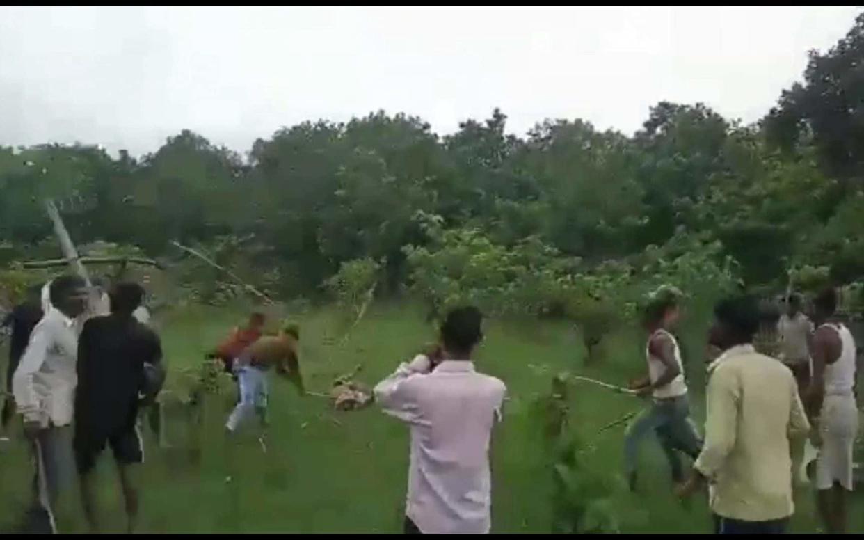 A still taken from footage showing Indian villagers beating a tiger with sticks - Mediadrumimages / News Fiesta