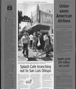 Splash Cafe to open Monterey Street location in SLO, April 2003