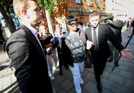 Renee Black, mother of ASAP Rocky leaves the district court after the second day of ASAP Rocky's trial in Stockholm