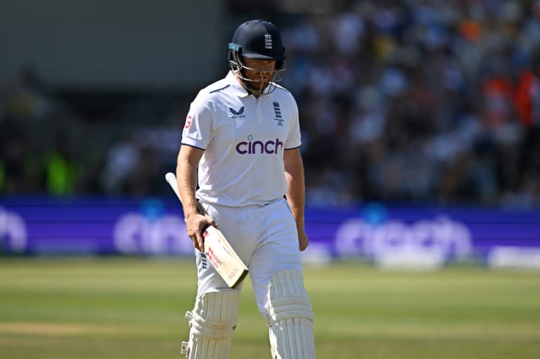 Lonely walk back - England's Jonny Bairstow returns to the pavilion after being dismissed for 12 in the third Ashes Test at Headingley (Paul ELLIS)