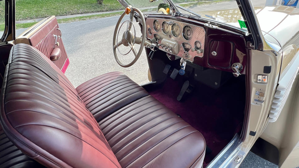 The interior of Amelia Earhart's 1937 Cord 812 Phaeton Convertible.