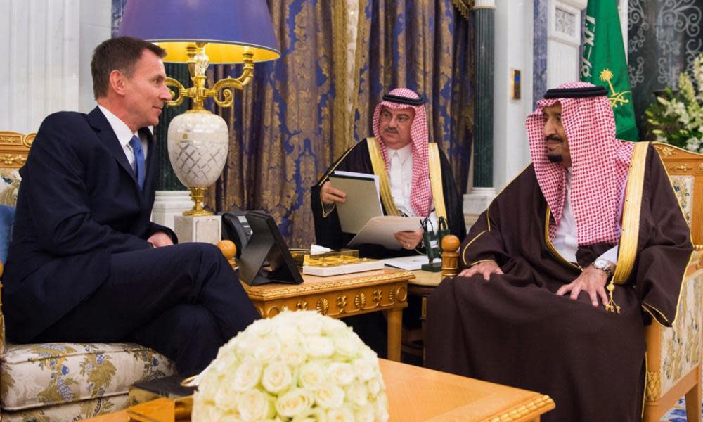 Jeremy Hunt met Saudi foreign minister, Adel al Jubeir and Saudi King Salman