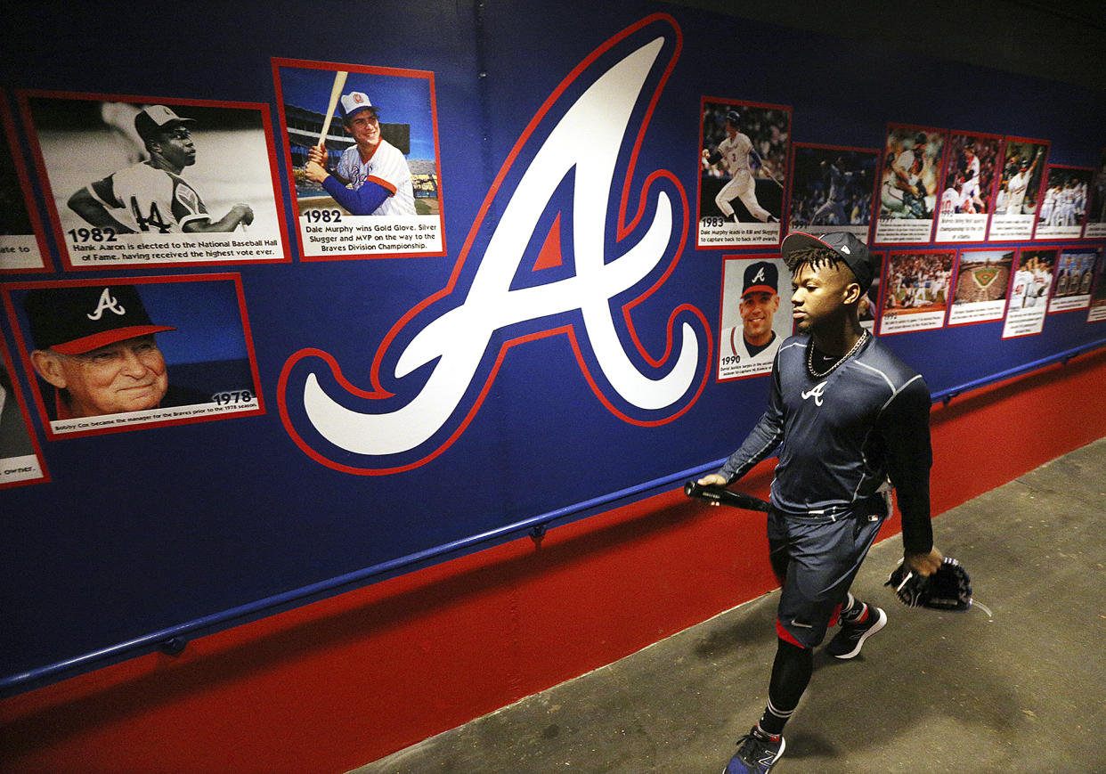 Ronald Acuna is ready to rake, and he’s arriving soon. (Curtis Compton/Atlanta Journal-Constitution via AP)