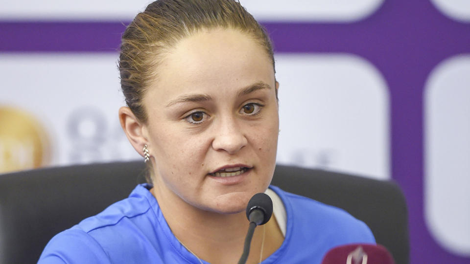 Ash Barty has apologised after being spotted shopping in Melbourne without a mask, which is required in Victoria to prevent potential coronavirus outbreaks. (Photo by Nikku/Xinhua via Getty) (Xinhua/ via Getty Images)