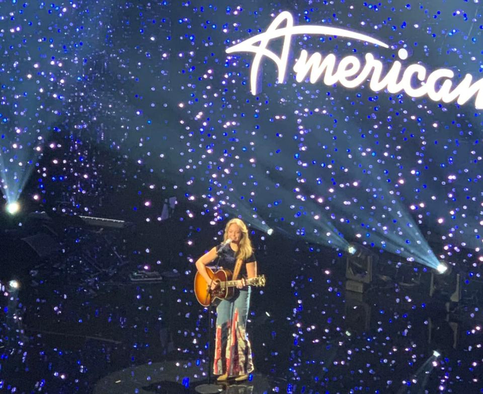 Carrie Brockwell competes in American Idol's genre challenge at Orpheum Theatre in Los Angeles.