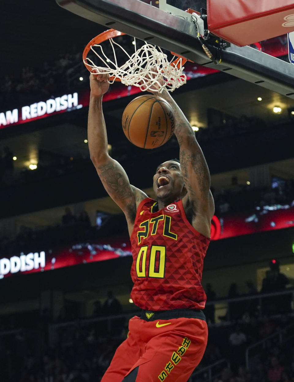 Atlanta Hawks guard Jeff Teague dunks against the Brooklyn Nets in the second half of an NBA basketball game Friday, Feb. 28, 2020, in Atlanta. (AP Photo/Tami Chappell)