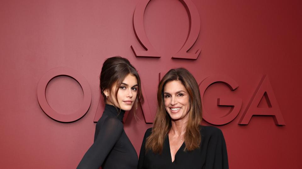 kaia gerber cindy crawford matching black outfits