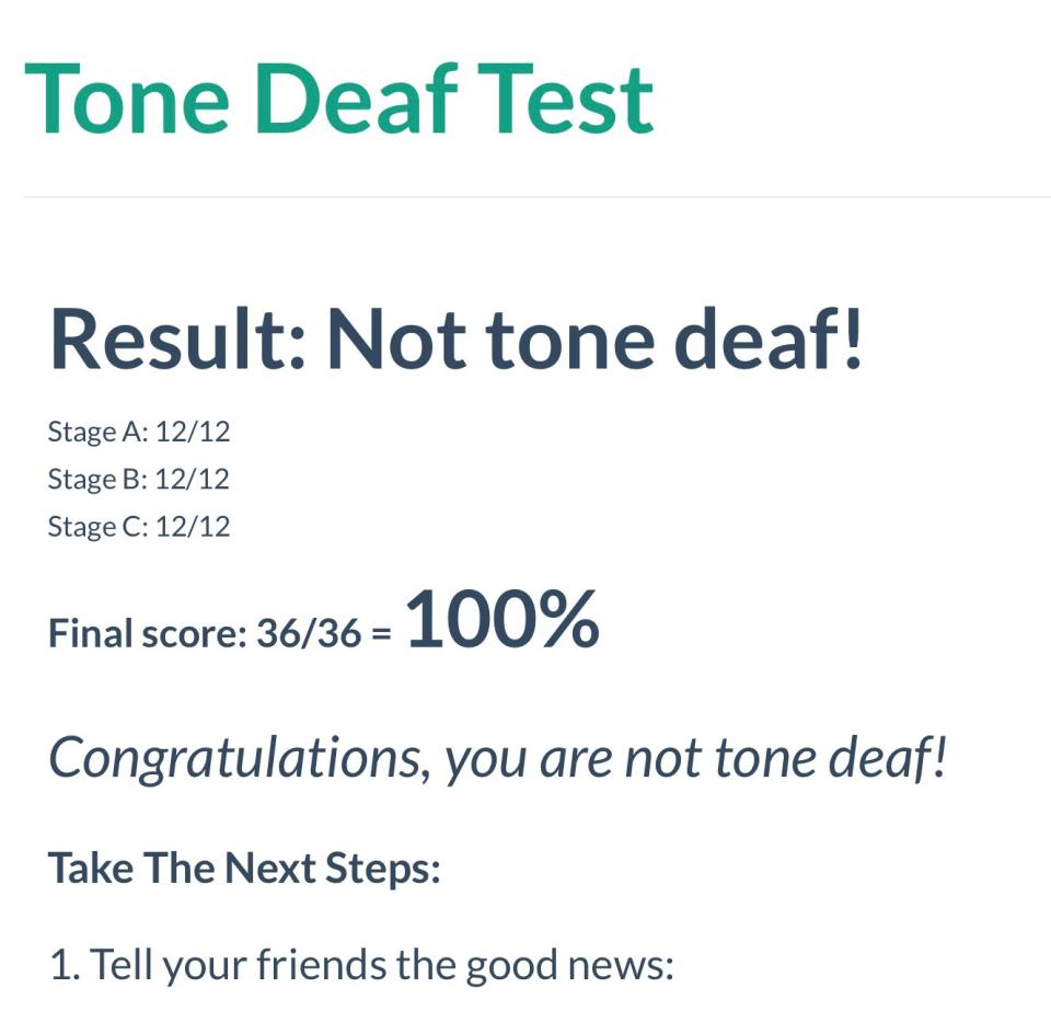 Tone deaf test