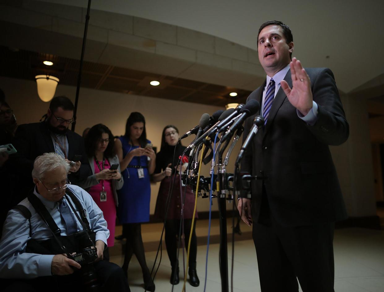 House Select Committee on Intelligence Chairman Devin Nunes talks to reporters in the Capitol Visitors Center 24 March 2017 in Washington, DC: Getty Images