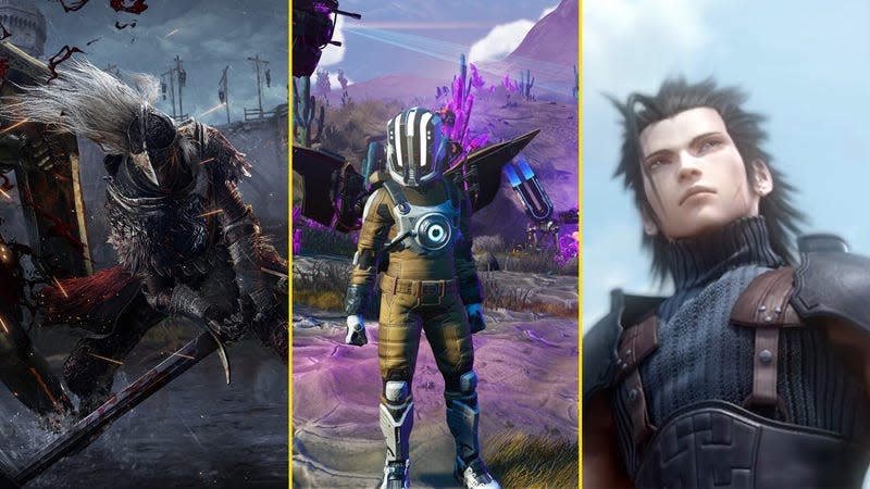 A medieval knight, space explorer, and Zack Fair from Final Fantasy VII are juxtaposed in an image.