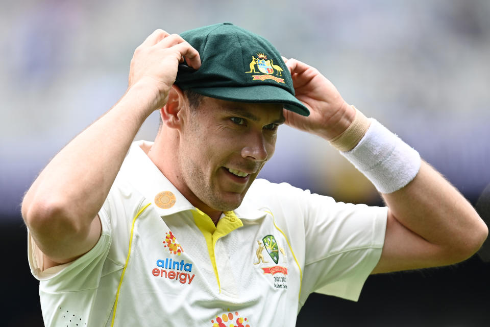 Seen here, Victoria quick Scott Boland is all smiles after receiving his baggy green cap on Boxing Day.