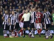 Britain Football Soccer - Nottingham Forest v Newcastle United - Sky Bet Championship - The City Ground - 2/12/16 Newcastle's Jonjo Shelvey is sent off by Referee Stehpen Martin Mandatory Credit: Action Images / Andrew Couldridge Livepic