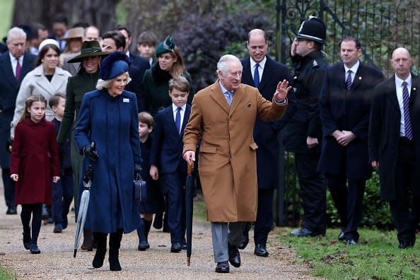 <div class="inline-image__caption"><p>Princess Charlotte of Wales, Catherine, Princess of Wales, Camilla, Queen Consort, Prince George of Wales, King Charles III and Prince William, Prince of Wales attend the Christmas Day service at St Mary Magdalene Church on December 25, 2022 in Sandringham, Norfolk.</p></div> <div class="inline-image__credit">Stephen Pond/Getty Images</div>