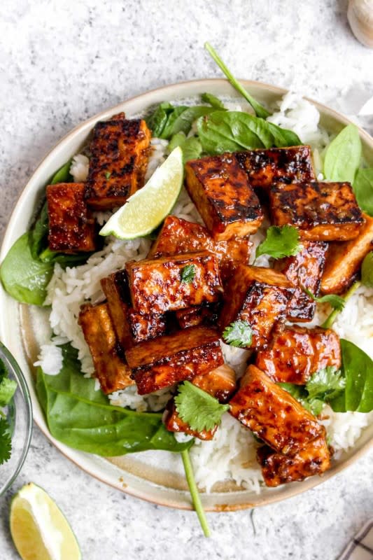 <p>Darn Good Veggies</p><p>This 20-minute umami bomb tofu is an explosion of savory flavor! Perfect in rice bowls, salads, wraps, lettuce cups, and tacos!</p><p><strong>Get the recipe: <a href="https://www.darngoodveggies.com/umami-bomb-tofu/" rel="nofollow noopener" target="_blank" data-ylk="slk:Umami Bomb Tofu;elm:context_link;itc:0;sec:content-canvas" class="link "><em>Umami Bomb Tofu</em></a></strong></p>