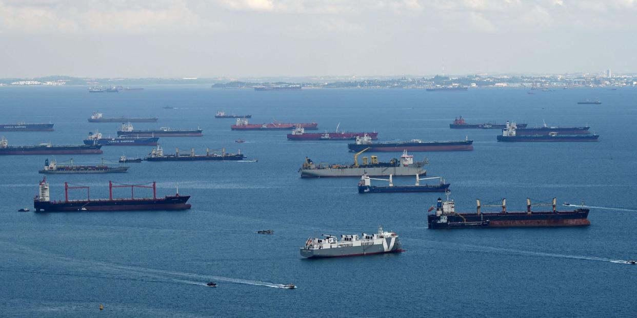 Tanker ships in Singapore Strait