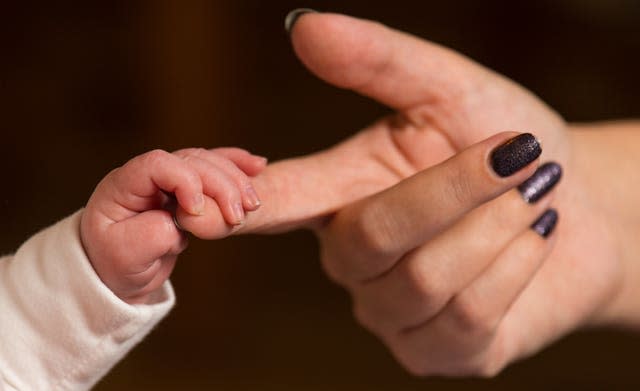 A baby and mother