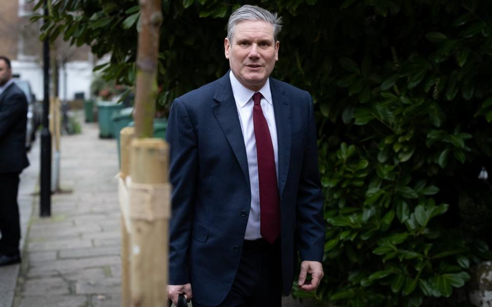 Sir Keir Starmer, the Labour leader, is pictured this morning leaving his London home