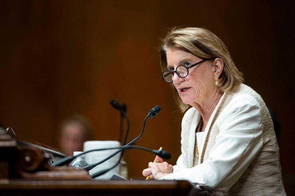 Sen. Shelley Moore Capito, a Republican from West Virginia, speaks during a Senate Appropriations Subcommittee hearing in Washington, DC, on Wednesday.