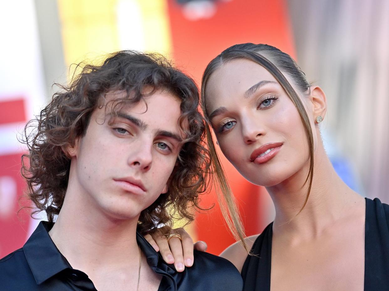 Eddie Benjamin and Maddie Ziegler attend the Los Angeles Premiere of Columbia Pictures' "Bullet Train" at Regency Village Theatre on August 01, 2022 in Los Angeles, California