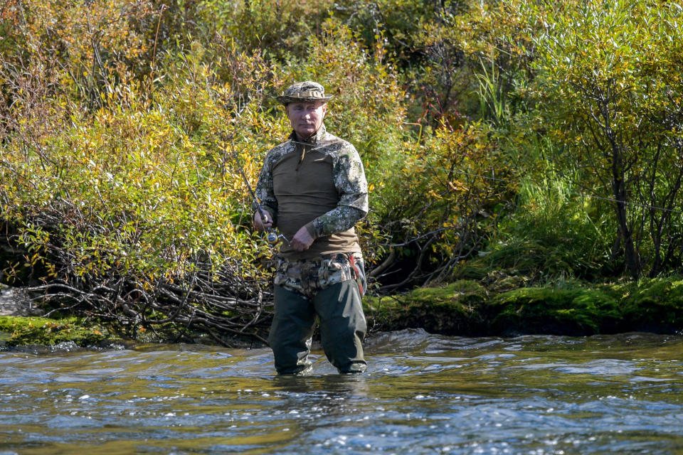 RUSSIA  SEPTEMBER 26, 2021: Russia's President Vladimir Putin on vacation. In early September, Putin spent a few days off in Siberia after his working visit to the Primorye Territory and the Amur Region. Alexei Druzhinin/Russian Presidential Press and Information Office/TASS (Photo by Alexei Druzhinin\TASS via Getty Images)