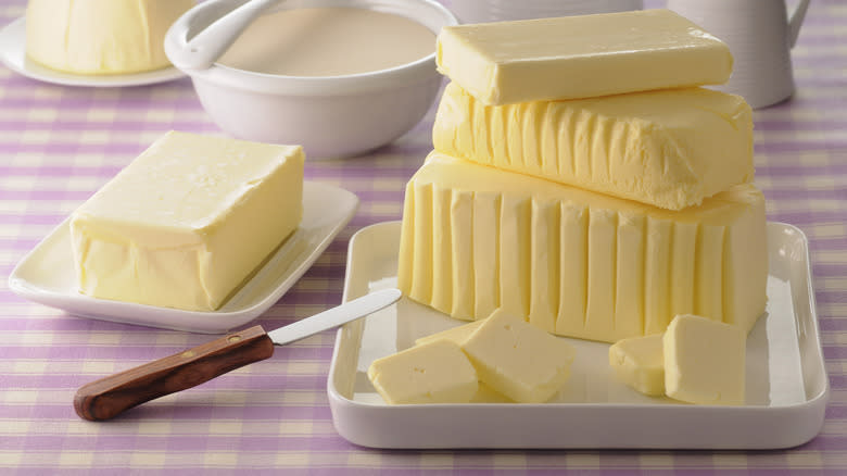 Varied blocks of butter