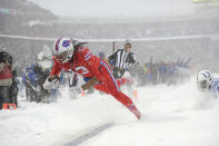 <p>Buffalo Bills wide receiver Kelvin Benjamin scores a touchdown during the first half of an NFL football game against the Indianapolis Colts, Sunday, Dec. 10, 2017, in Orchard Park, N.Y. (AP Photo/Adrian Kraus) </p>
