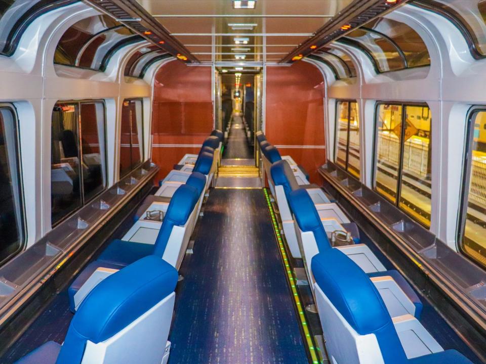 Inside the observation car of an Amtrak Superliner - Amtrak Upgraded Long Distance Trains 2021