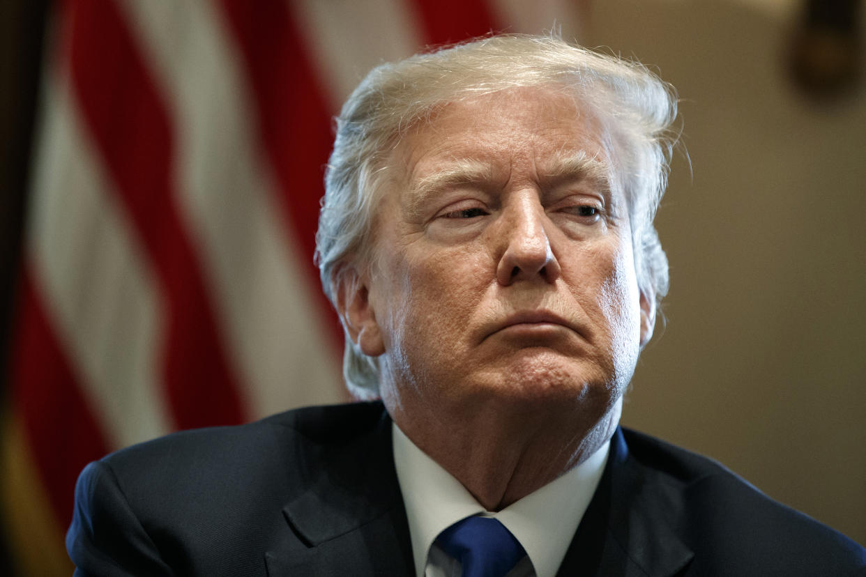 President Trump in the Cabinet Room of the White House on Tuesday. (Photo: Evan Vucci/AP)