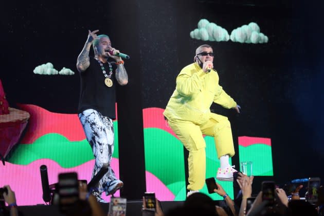 J Balvin and Bad Bunny - Credit: Omar Vega/Getty Images