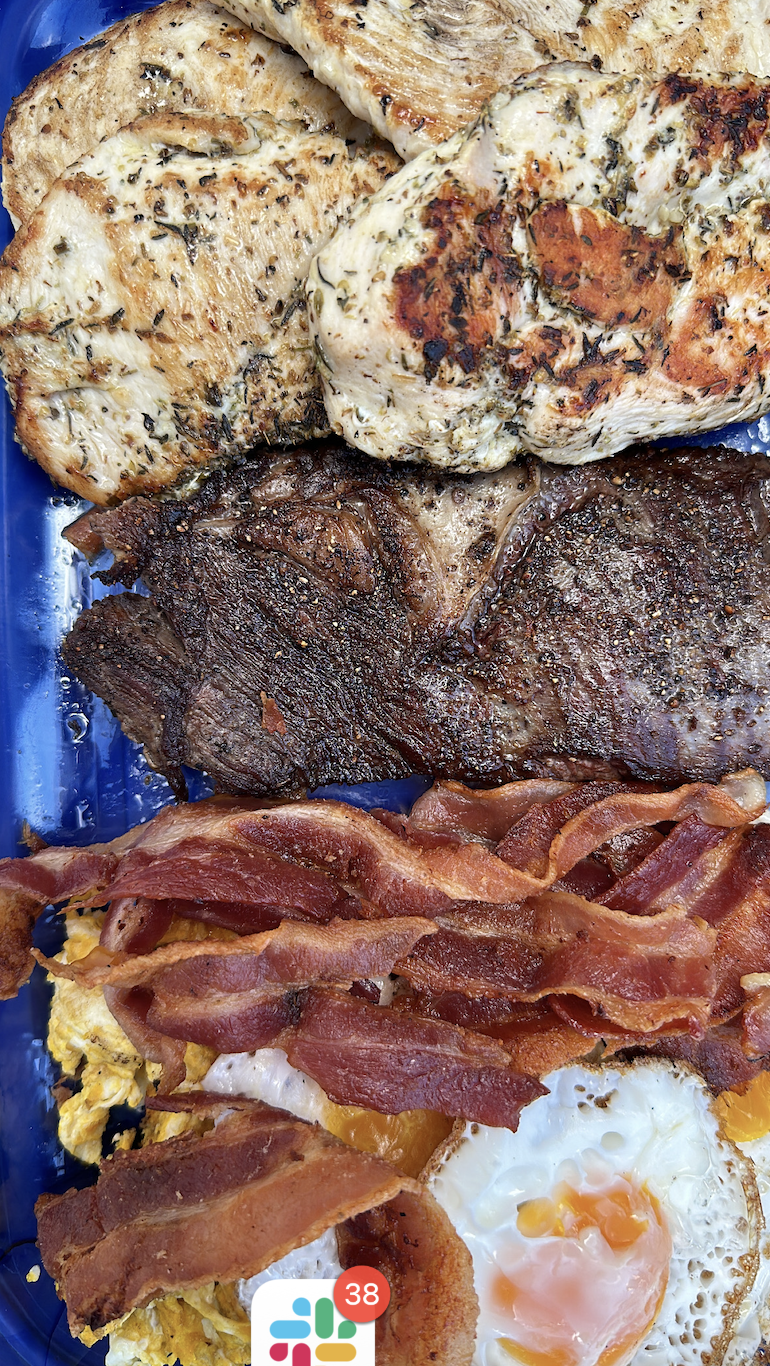 bbq foods cooked on a griddle