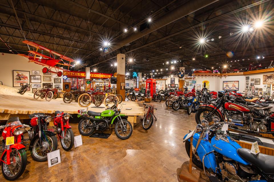 A portion of the National Motorcycle Museum's collection is shown. The collection will be auctioned off in the days following the museum's closure Sept. 4.