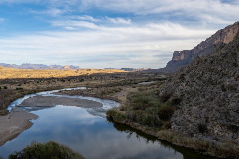 The Rio Grande flows on the outskirts of the Santa Elena Canyon in Big Bend National Park on Jan. 27.