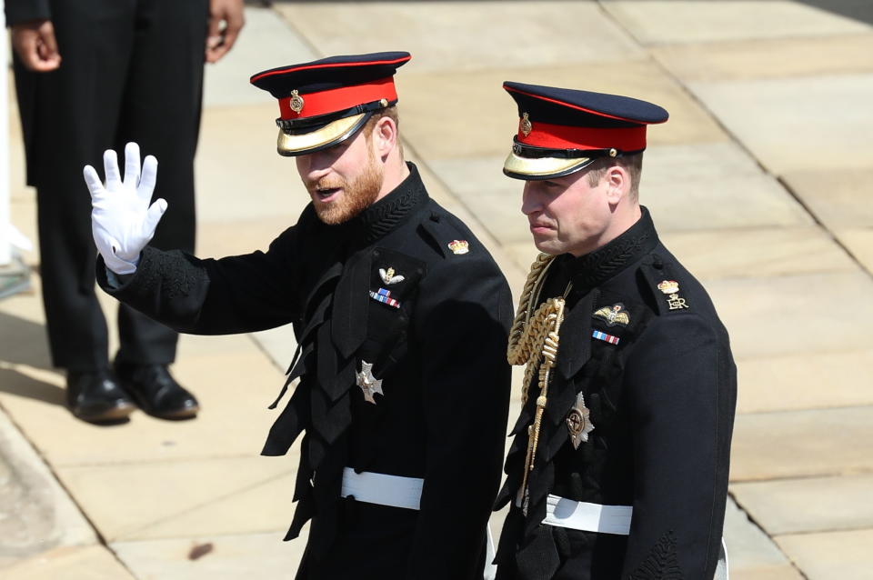 Prince Harry waves to the crowd ahead of the ceremony. (PA)