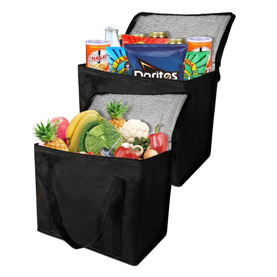 2 Insulated Reusable Grocery Bag with Zippered Top