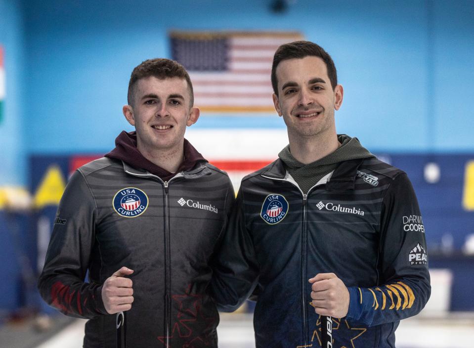 Danny Casper and Andrew Stopera are competing on two of the top teams at the USA curling nationals. Stopera and Casper, photographed Jan. 28, 2024 at the Ardsley Curling Center, both grew up in Briarcliff Manor and graduated from the Hackley School.