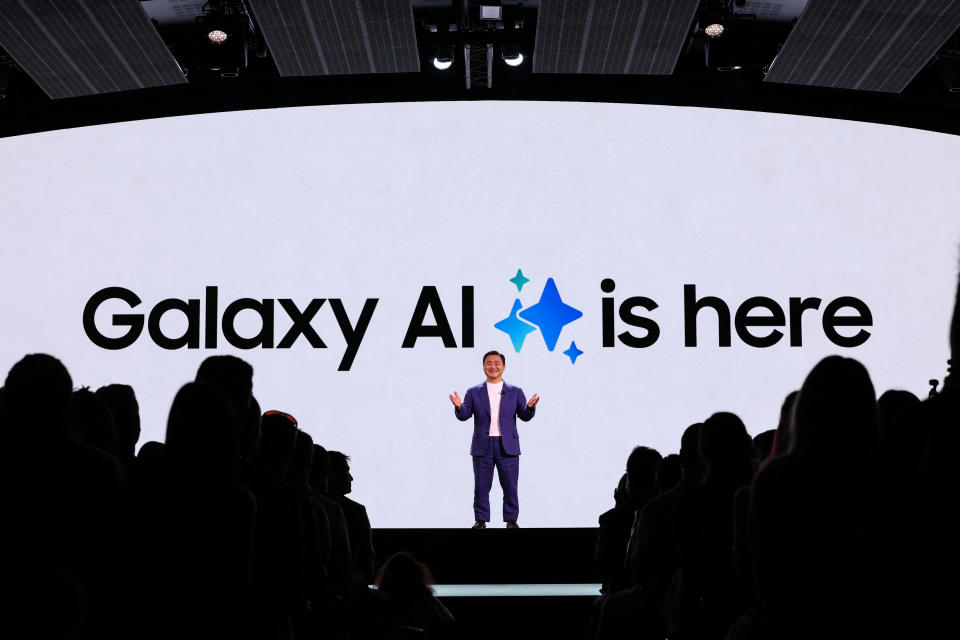 South-Korean Samsung President & Head of Mobile Communications Business Roh Tae-moon speaks during the Samsung Galaxy Unpacked event to unveil the next generation of Artificial Intelligent (AI) powered Galaxy phones at the Carrousel du Louvre shopping mall in Paris on July 10, 2024. (Photo by EMMANUEL DUNAND / AFP) (Photo by EMMANUEL DUNAND/AFP via Getty Images)