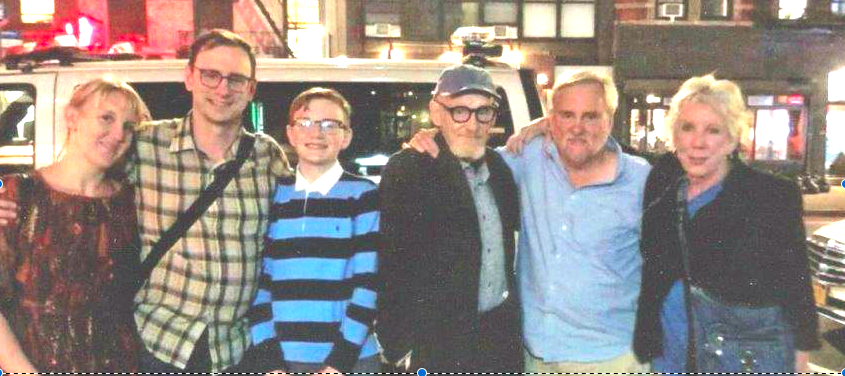 Ada, Neal, and Oliver Calhoun, Peter and Don Schjeldahl and Brooke Alderson on the lower East Side of Manhattan, nearly three years ago when Don visited his brother upon learning of Peter’s illness