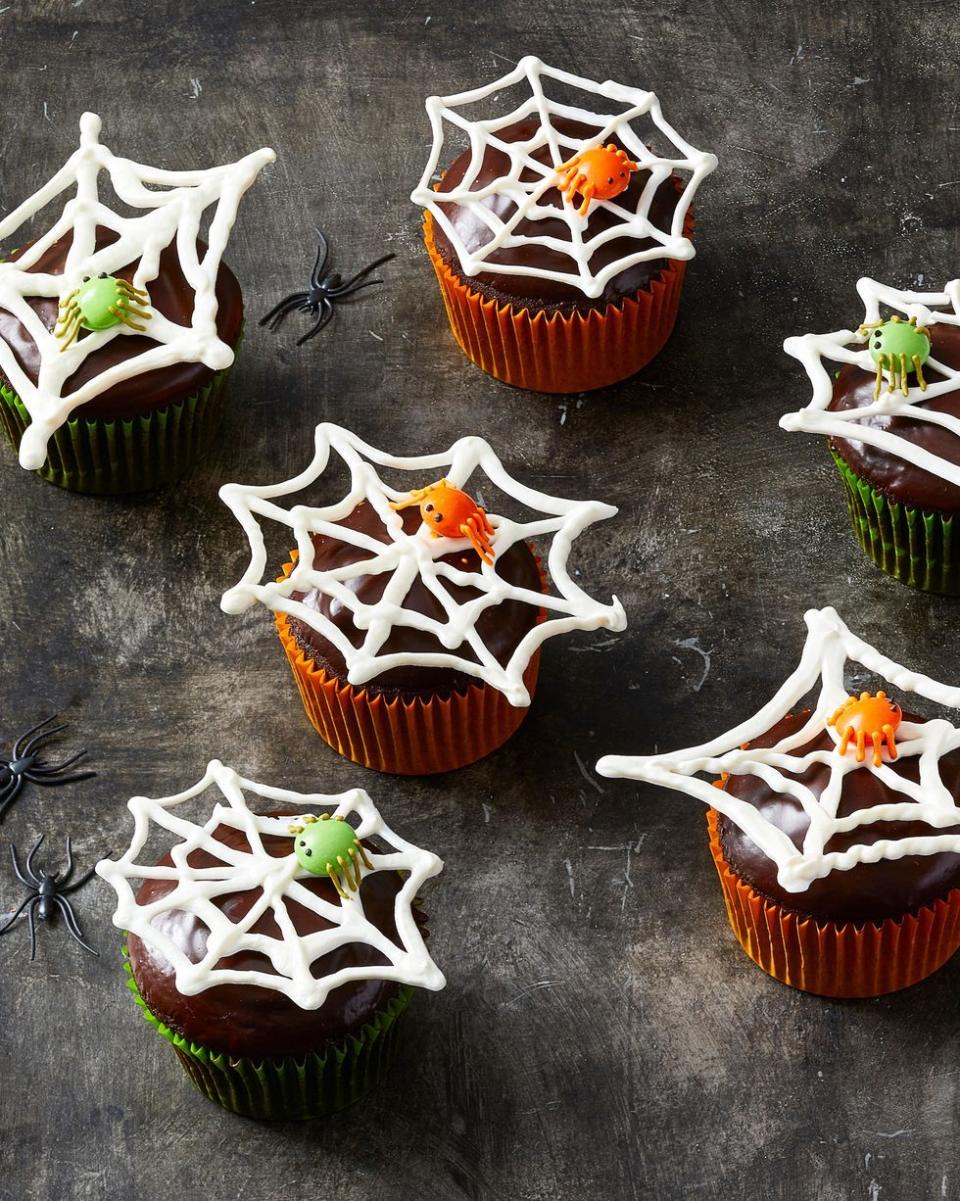 <p>These creepy crawly cupcakes will stand out on the desserts table.</p><p>Get the <a href="https://www.goodhousekeeping.com/food-recipes/party-ideas/a28593454/spiderweb-cupcakes-recipe/" rel="nofollow noopener" target="_blank" data-ylk="slk:Spiderweb Cupcakes recipe;elm:context_link;itc:0;sec:content-canvas" class="link "><strong>Spiderweb Cupcakes recipe</strong></a><em>.</em></p><p><strong>RELATED: </strong><a href="https://www.goodhousekeeping.com/holidays/halloween-ideas/g33437890/halloween-table-decorations-centerpieces/" rel="nofollow noopener" target="_blank" data-ylk="slk:40 Chic and Spooky Halloween Table Decorations for DIY Lovers;elm:context_link;itc:0;sec:content-canvas" class="link ">40 Chic and Spooky Halloween Table Decorations for DIY Lovers</a></p>